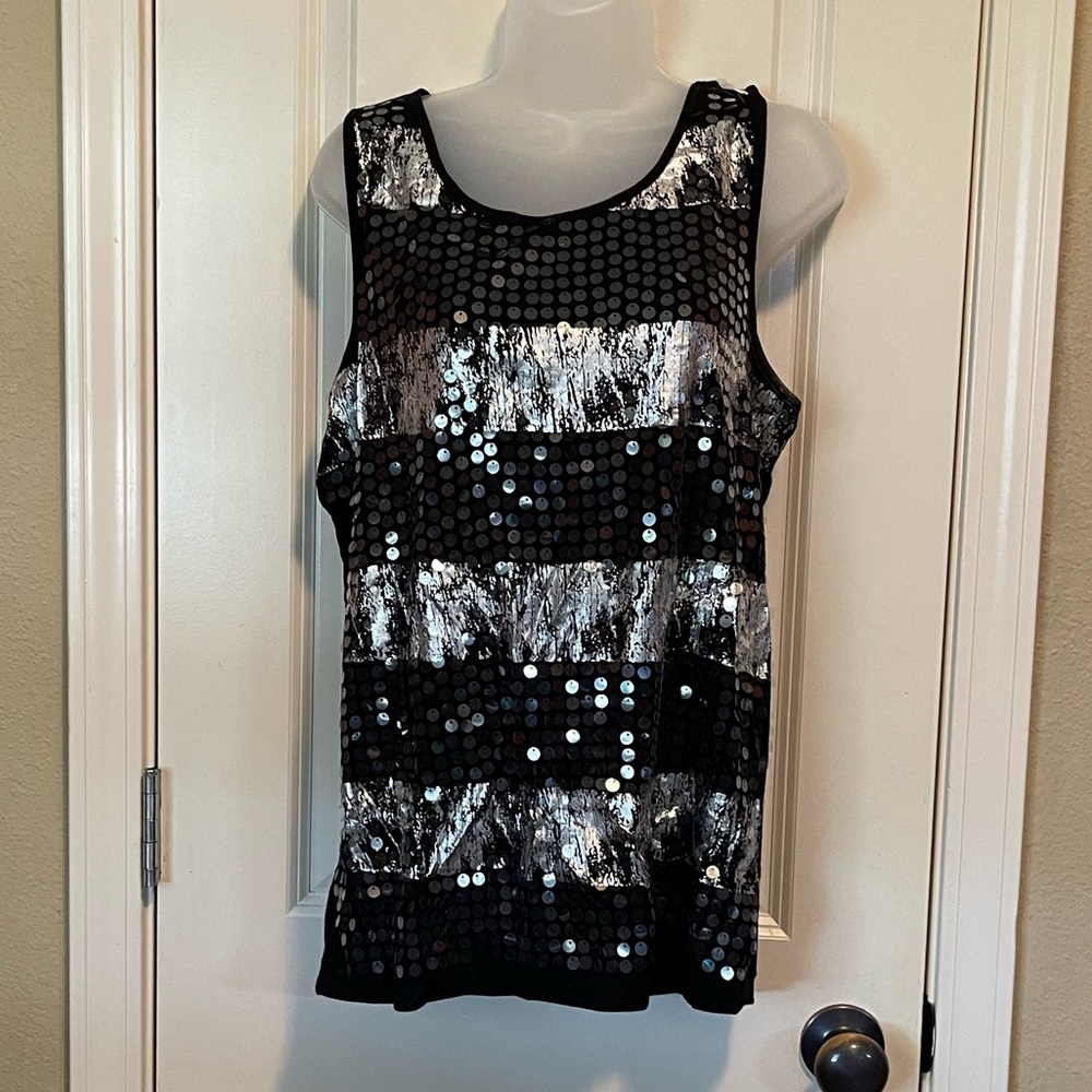 Black and silver sequin cami  size L